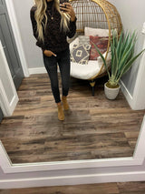 BLACK PRINTED SMOCK BLOUSE
