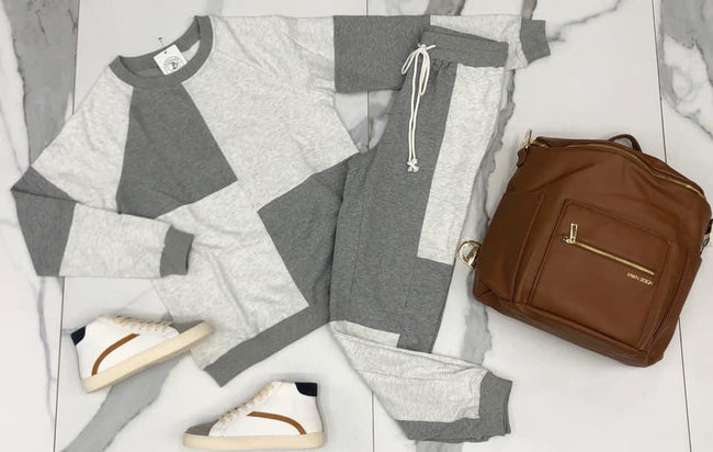GREY COLORBLOCK CREW