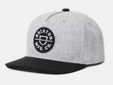 BRIXTON CREST HEATHER GREY/BLACK SNAPBACK