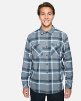 HURLEY GREY AND BLUE BUTTON UP